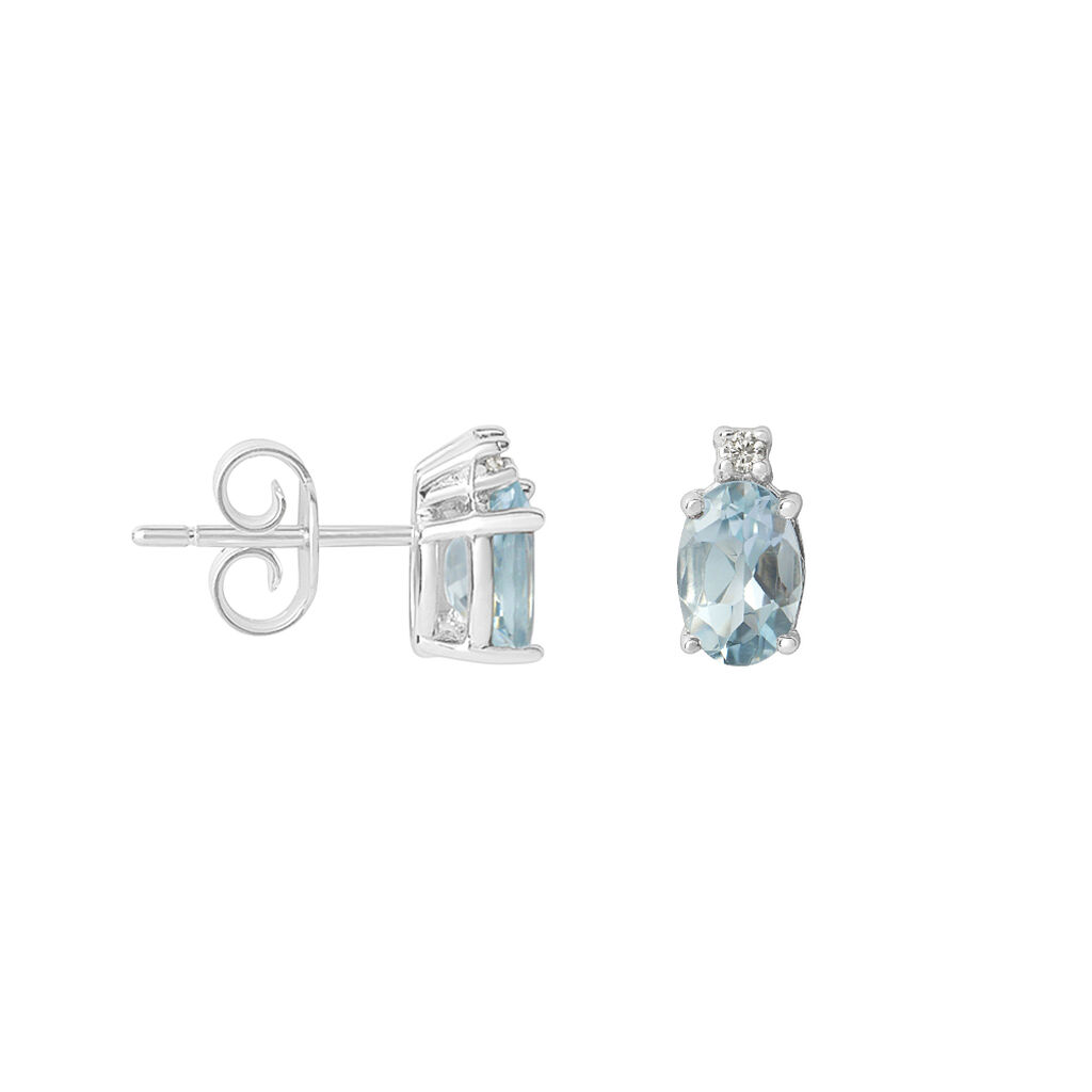 Orecchini Lobo Punto Luce Acquamarina Oro Bianco Acquamarina Diamante - Orecchini a Lobo Donna | Stroili
