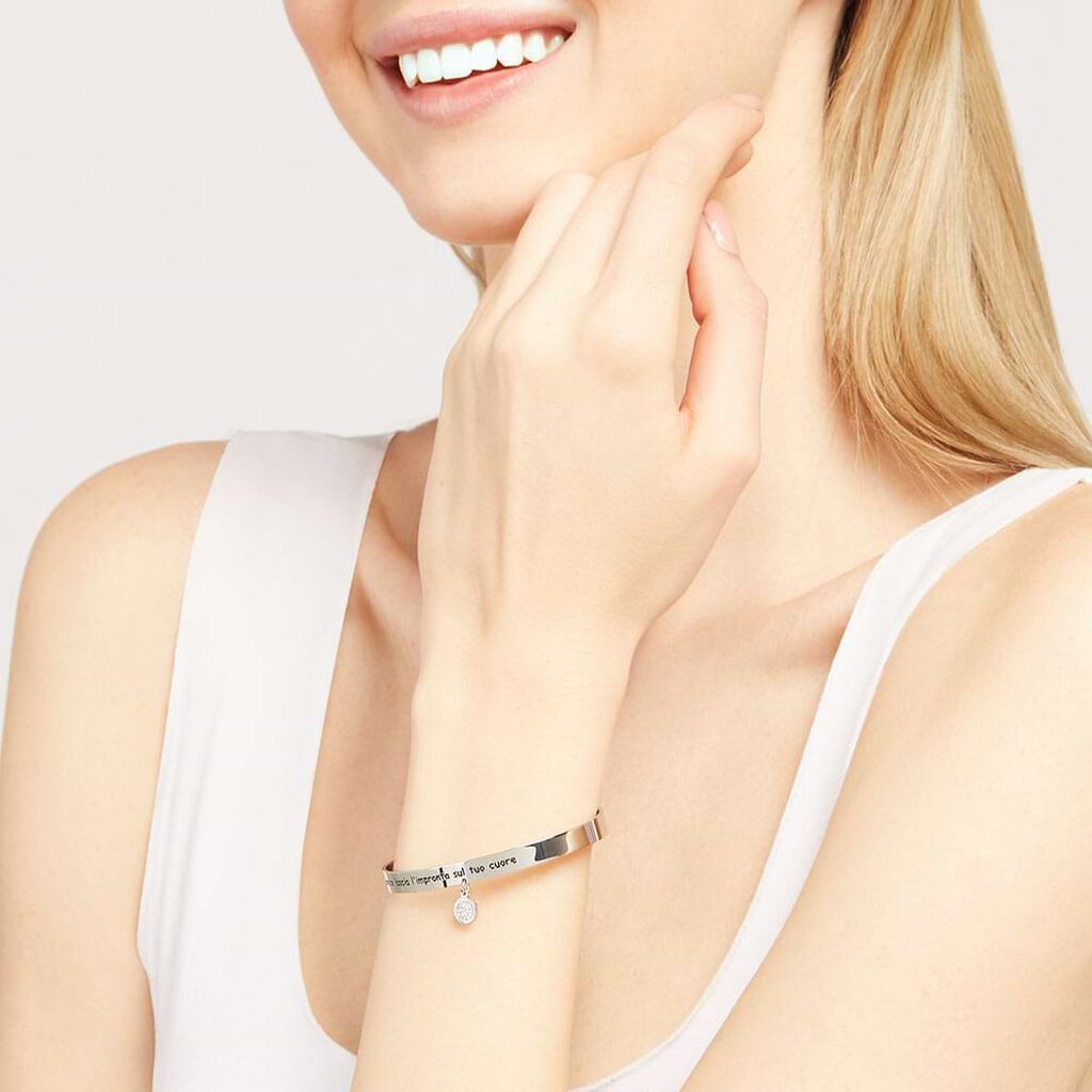 Bangle Lady Message Acciaio Cristallo - Bracciali Rigidi Donna | Stroili