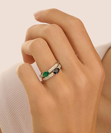 Anello Solitario Charlotte Oro Bianco Zaffiro Diamante