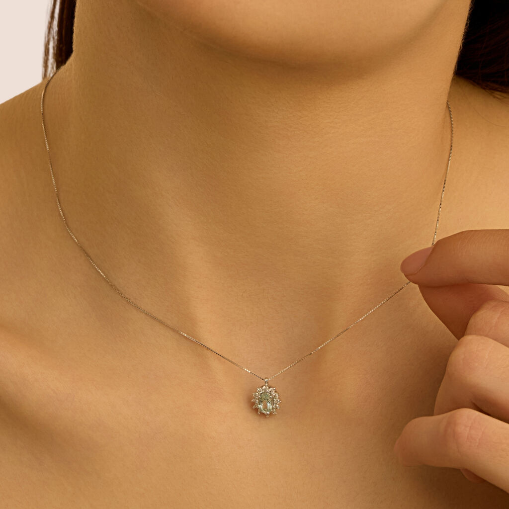 Collana Jasmine Oro Bianco Acquamarina Diamante