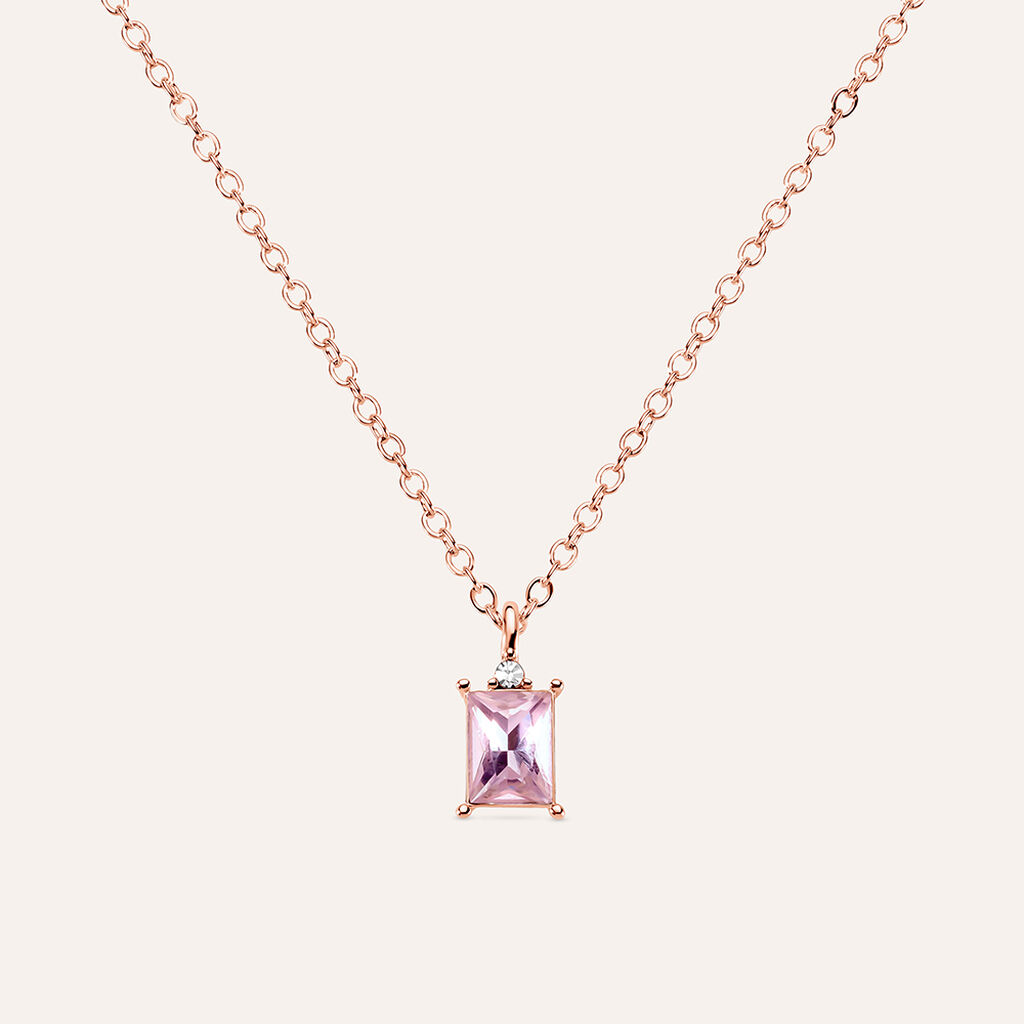 Collana Punto Luce Violet Ottone Rosa Cristallo