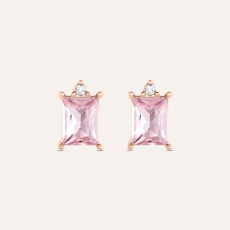 Orecchini Lobo Punto Luce Violet Ottone Rosa Cristallo - Orecchini a Lobo Donna | Stroili