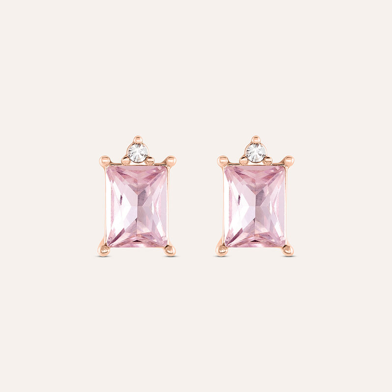 Orecchini Lobo Punto Luce Violet Ottone Rosa Cristallo - Orecchini a Lobo Donna | Stroili