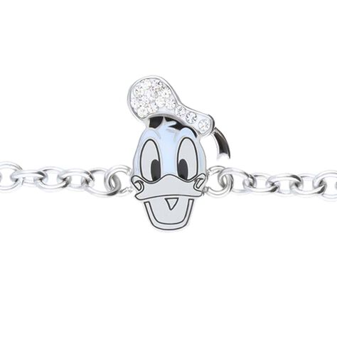 Bracciale in acciaio con Paperino e strass - Bracciali Donna | Stroili