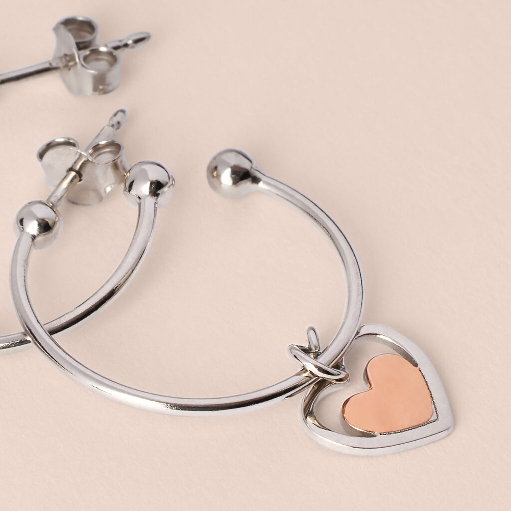 Orecchini A Cerchio Silver Collection Argento Bicolore Bianco / Rosa