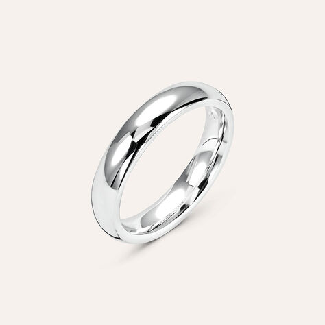 Fede Comoda 4 mm Oro Bianco - Anelli con Incisione Unisex | Stroili