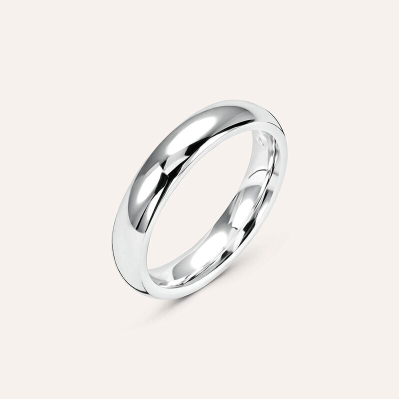 Fede Comoda 4 mm Oro Bianco - Anelli con Incisione Unisex | Stroili