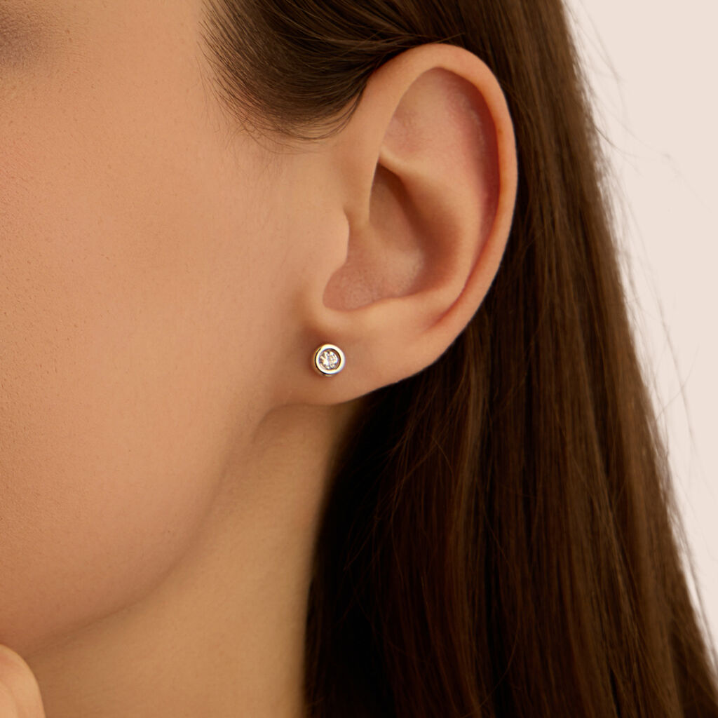 Orecchini Lobo Punto Luce Bon Ton Oro Bianco Cubic Zirconia