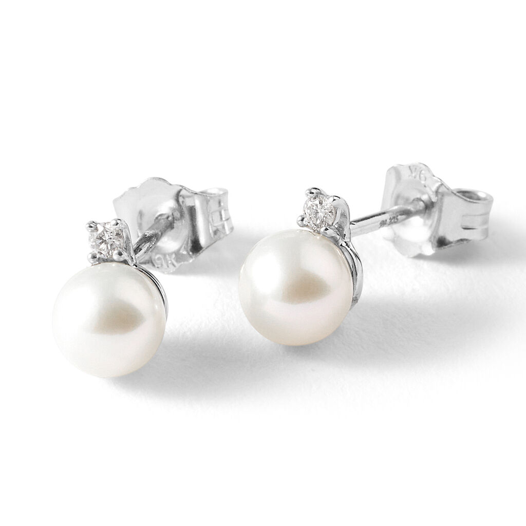 Orecchini Lobo Gabrielle Precious Oro Bianco Perla D'Acqua Dolce Diamante