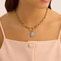Pendente Radiance Acciaio Dorato Giada Cubic Zirconia