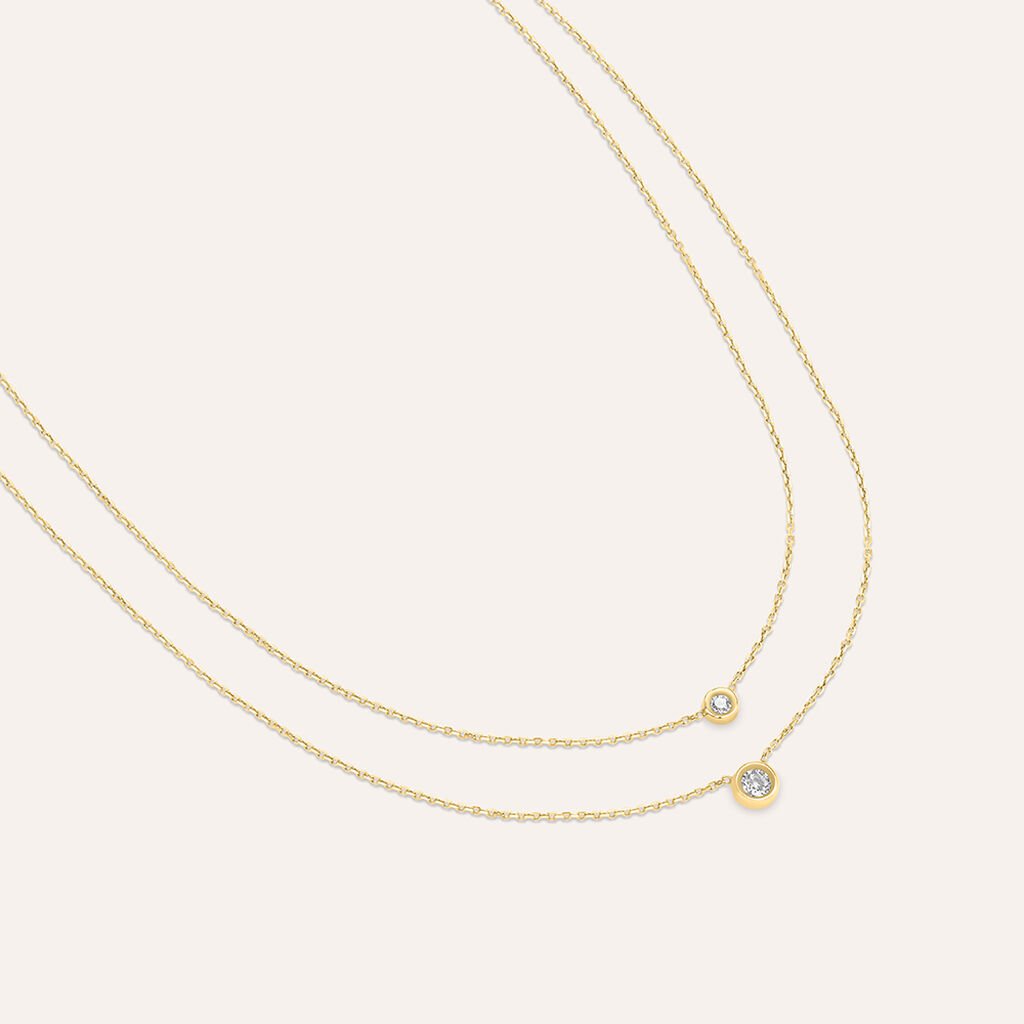 Collana Doppio Punto Luce Claire Oro Giallo Cubic Zirconia