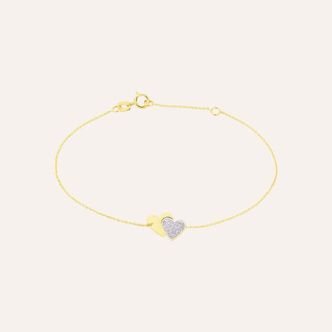 Bracciale in oro giallo e glitter Cuori - Bracciali Amicizia Donna | Stroili