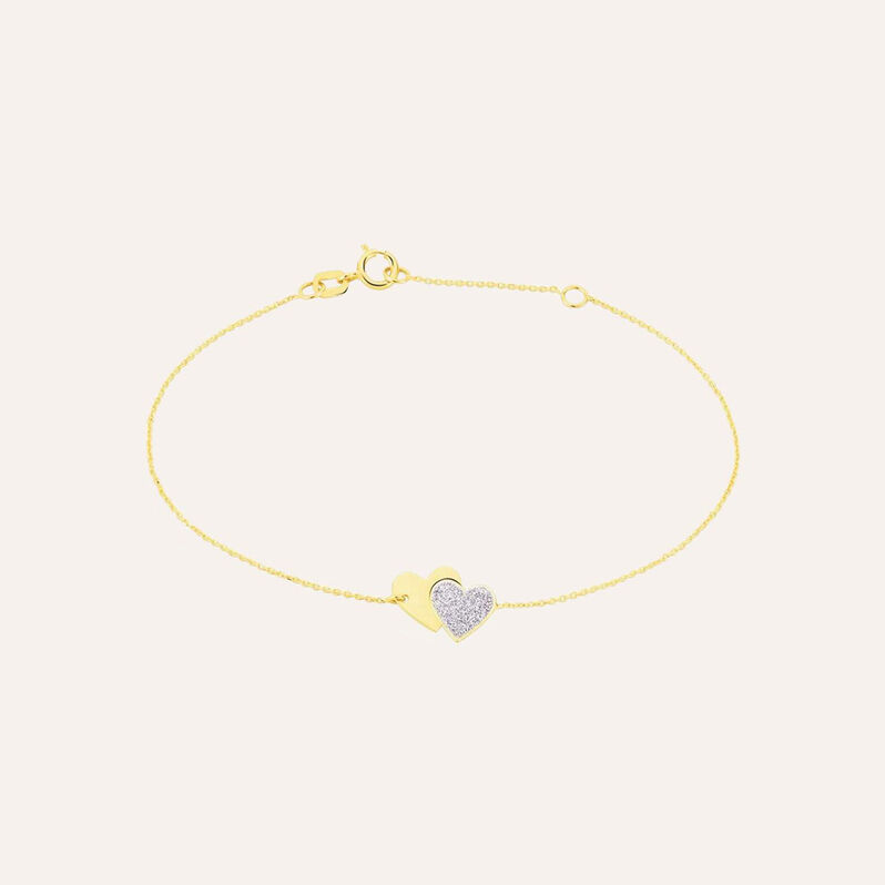 Bracciale in oro giallo e glitter Cuori - Bracciali Amicizia Donna | Stroili