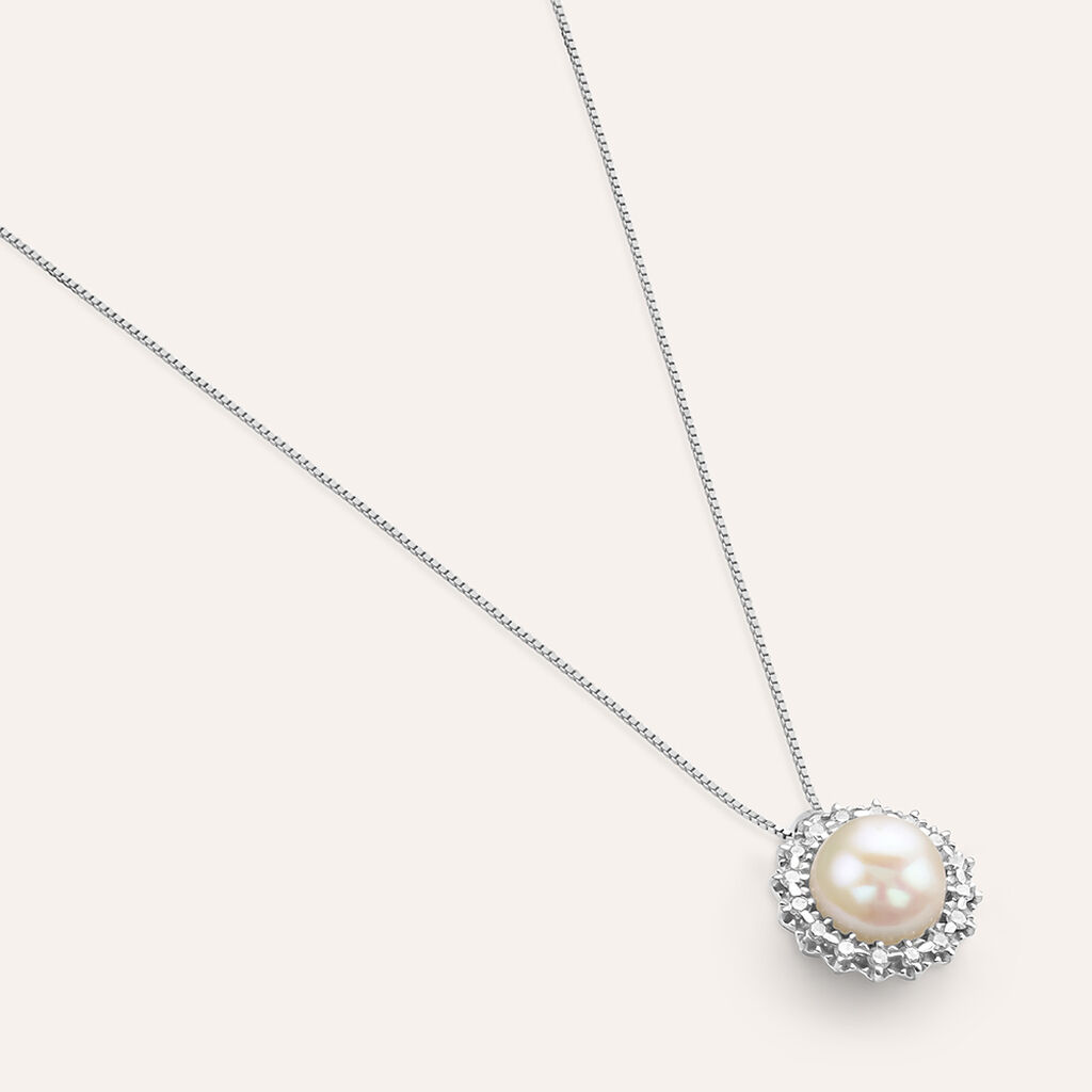 Collana Gold Pearls Oro Bianco Perla D'Acqua Dolce Diamante