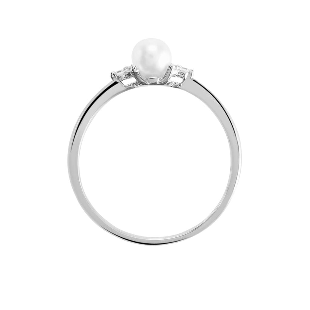 Anello Solitario Gabrielle Oro Bianco Perla D'Acqua Dolce Cubic Zirconia - Anelli con Pietre Donna | Stroili