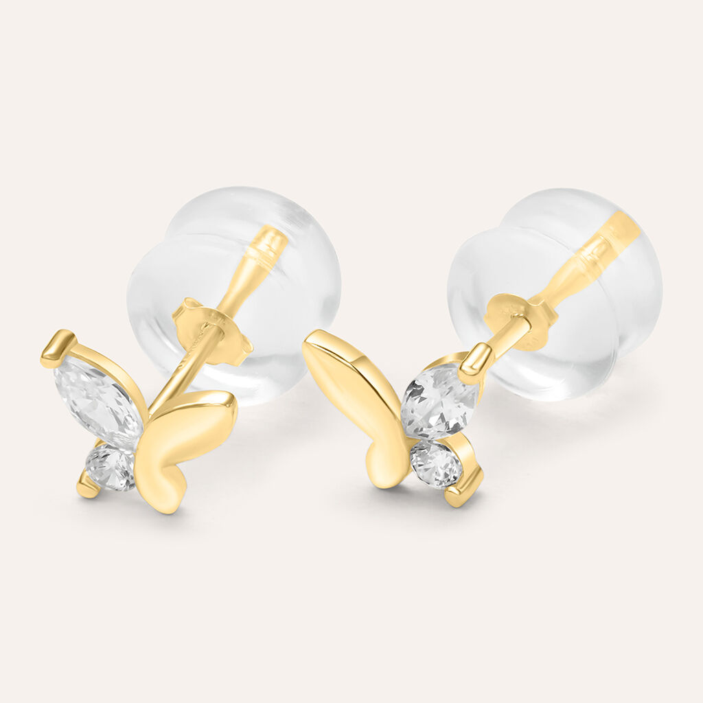 Orecchini Lobo Bon Ton Oro Giallo Cubic Zirconia