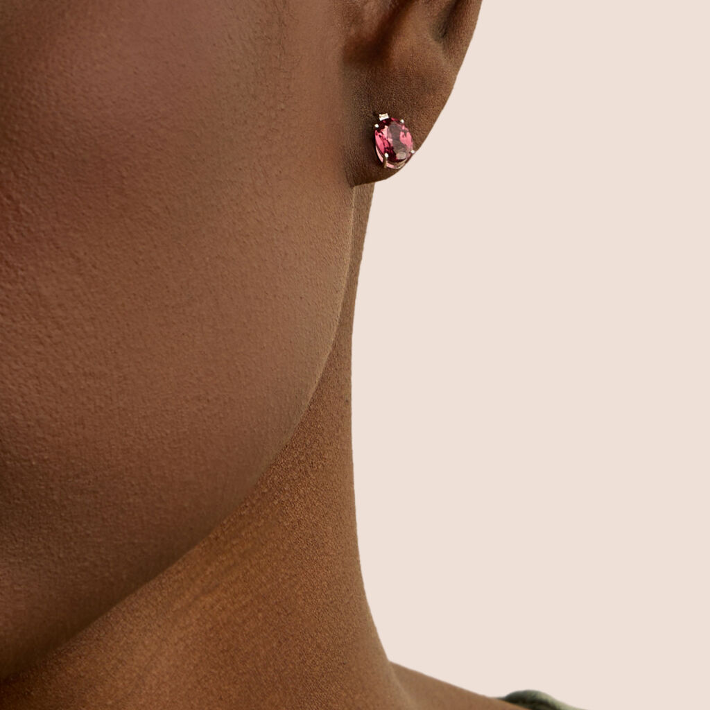 Orecchini Lobo Punto Luce Jasmine Oro Bianco Rodolite Diamante