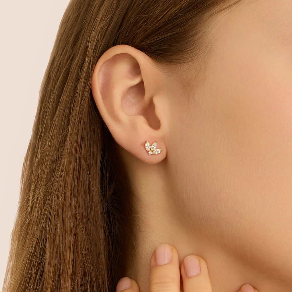 Orecchini Lobo Bon Ton Oro Giallo Cubic Zirconia