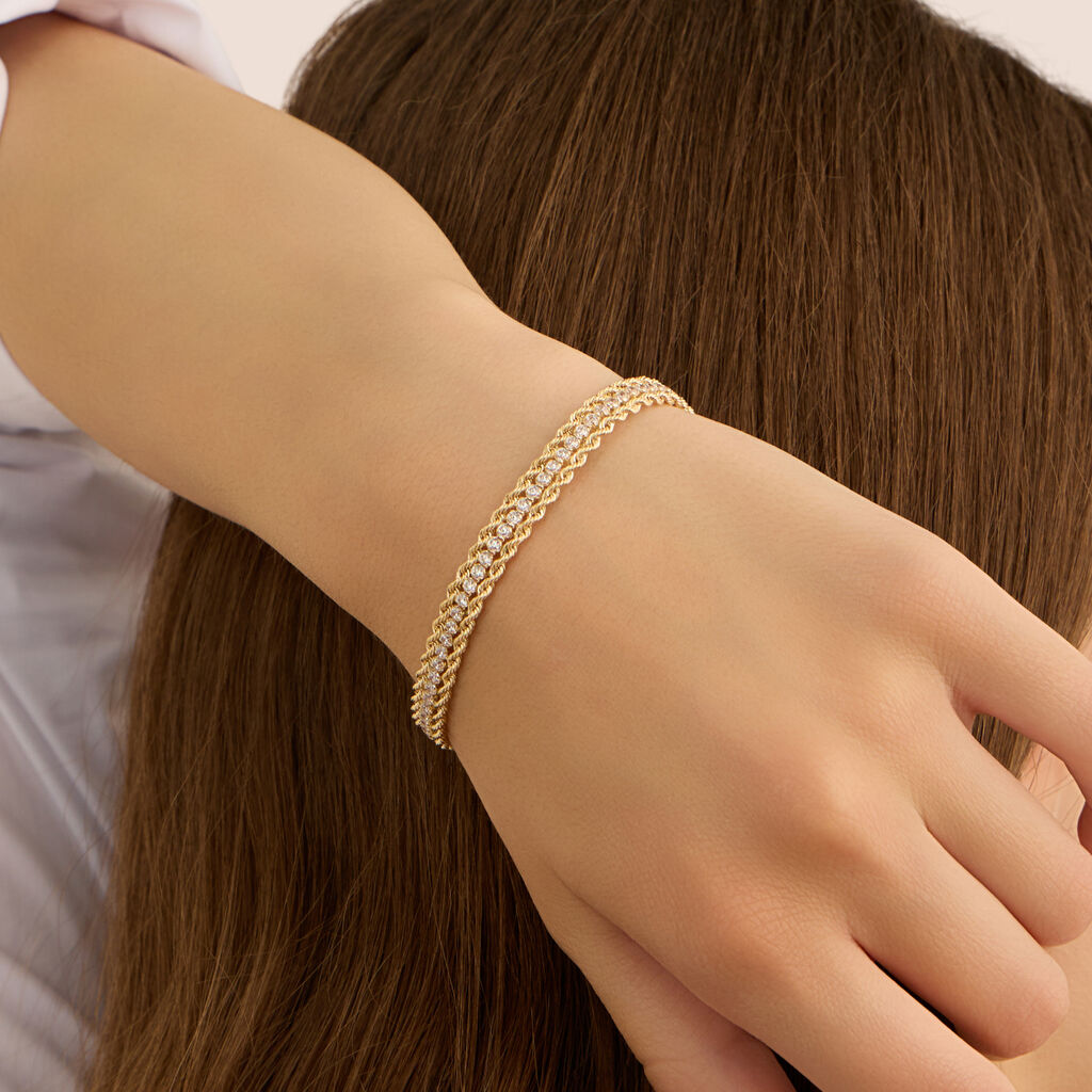 Braccile Tennis Regolabile Con Foglie In Zirconia Cubica - Gioiello Elegante In Metallo Argentato