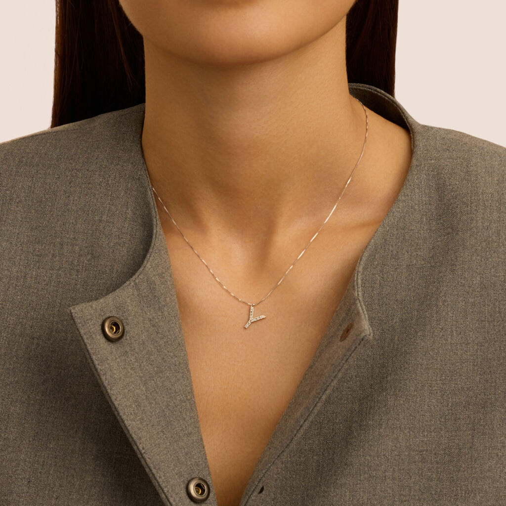 Collana Diamond Letters Oro Bianco Diamante