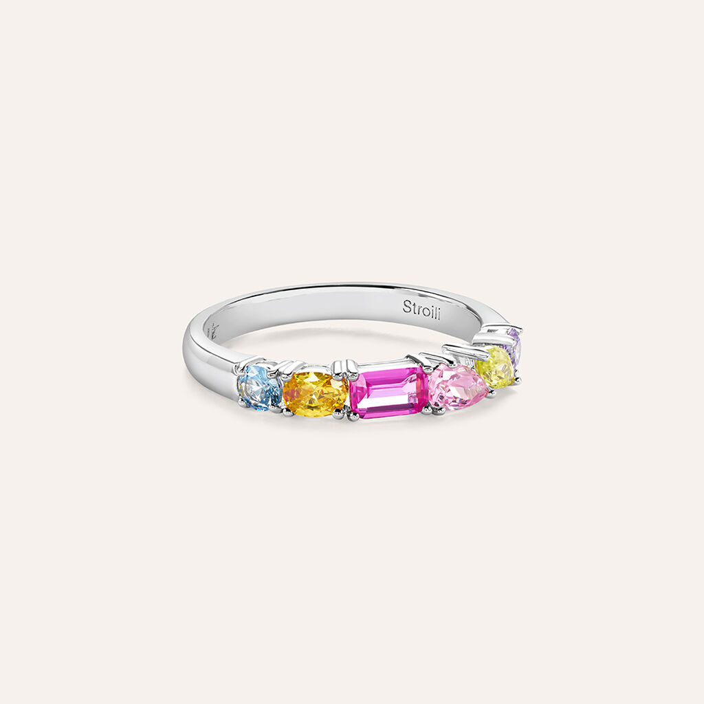 Anello Solitario Silver Rainbow Argento Rodiato Cubic Zirconia - Anelli con Pietre Donna | Stroili