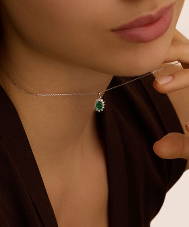Collana Charlotte Oro Bianco Smeraldo Diamante