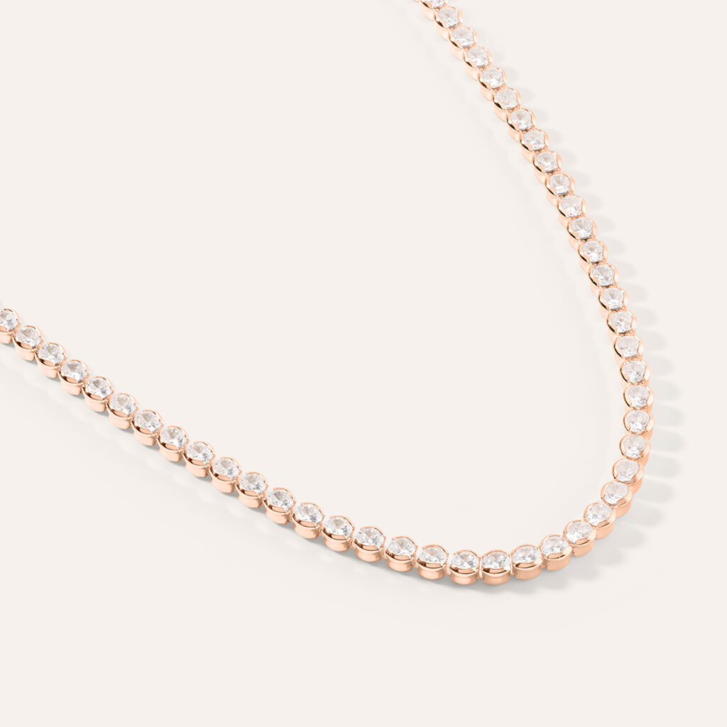 Collana Tennis Romantic Shine Metallo Rosa Cristallo