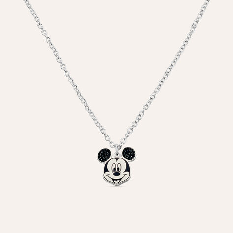 Collana in acciaio con viso di Topolino e strass neri - Collane Donna | Stroili
