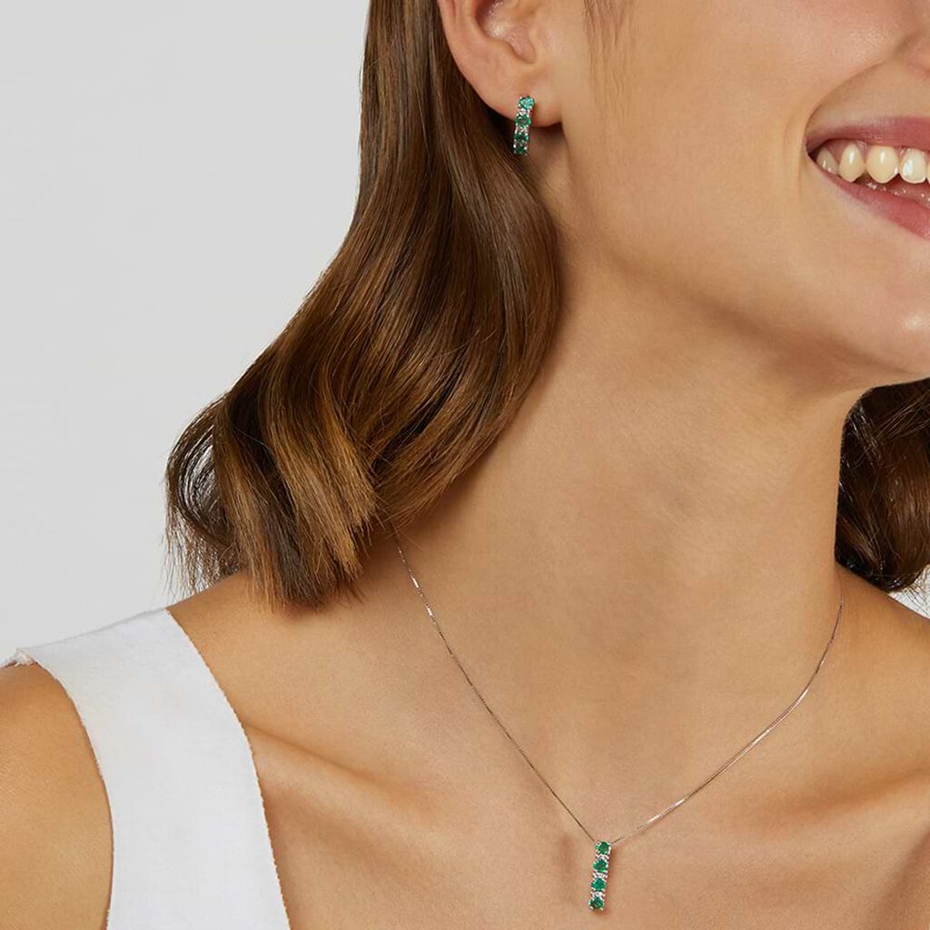 Collana Elizabeth Crown Oro Bianco Smeraldo Diamante - Collane Donna | Stroili