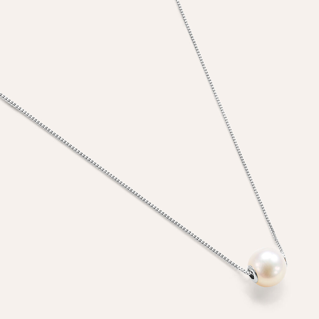 Collana Gabrielle Oro Bianco Perla D'Acqua Dolce