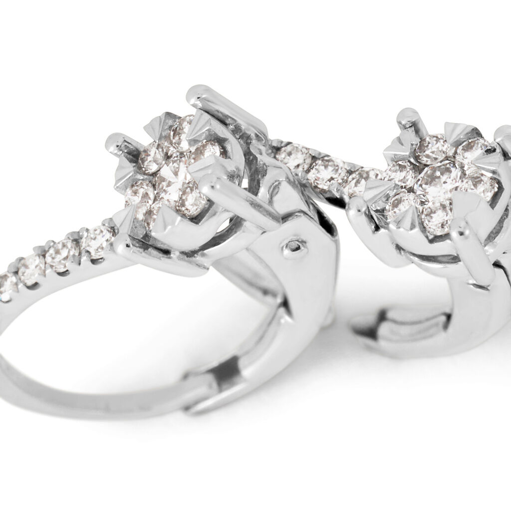 Orecchini Lobo Punto Luce Petali Oro Bianco Diamante - Orecchini a Lobo Donna | Stroili