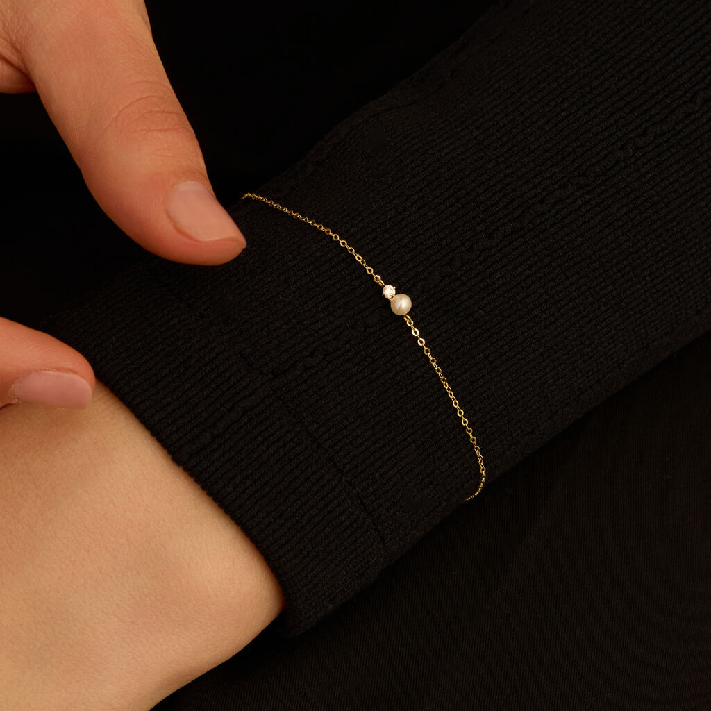 Bracciale Gabrielle Oro Giallo Perla D'Acqua Dolce Cubic Zirconia