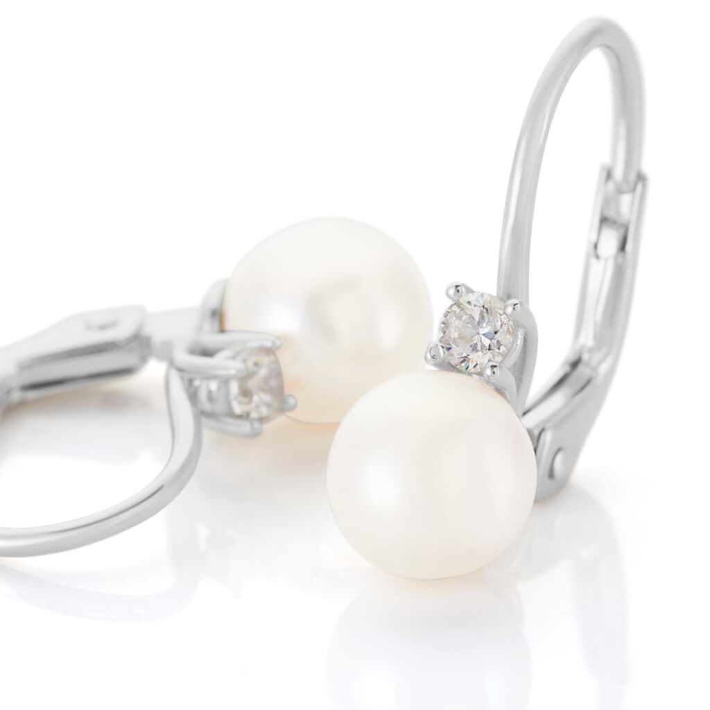 Orecchini Pendenti Gabrielle Oro Bianco Perla D'Acqua Dolce Cubic Zirconia - Orecchini Pendenti Donna | Stroili