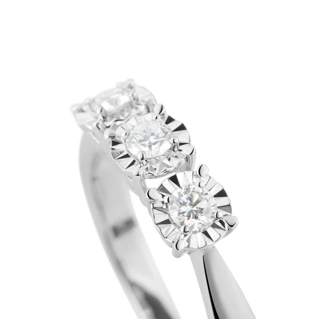 Anello Trilogy Diamotion Oro Bianco Diamante