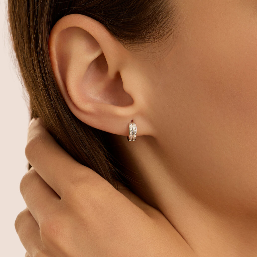 Orecchini A Cerchio Toujours Oro Bianco Cubic Zirconia - Orecchini a Cerchio Donna | Stroili