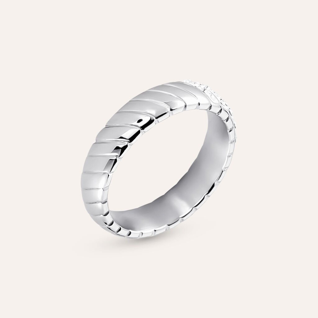 Anello Fascia Aura Acciaio Cristallo