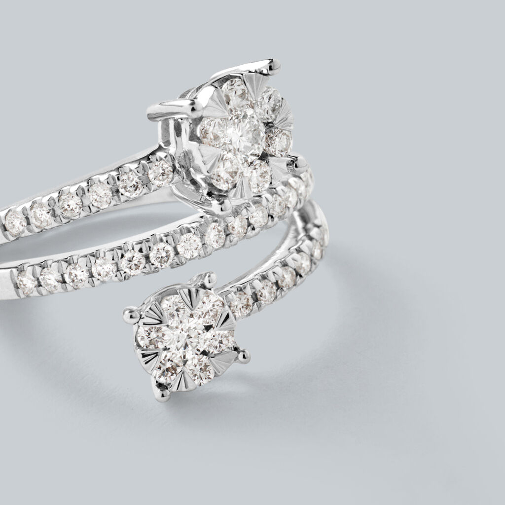 Anello Fantasia Petali Oro Bianco E Diamanti - Anelli con Pietre Donna | Stroili