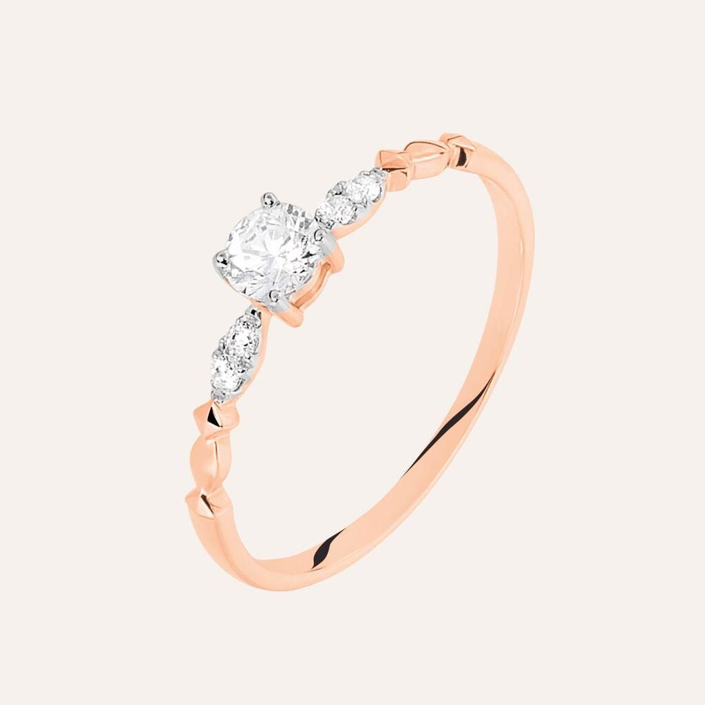 Anello Solitario Claire Oro Rosa Cubic Zirconia