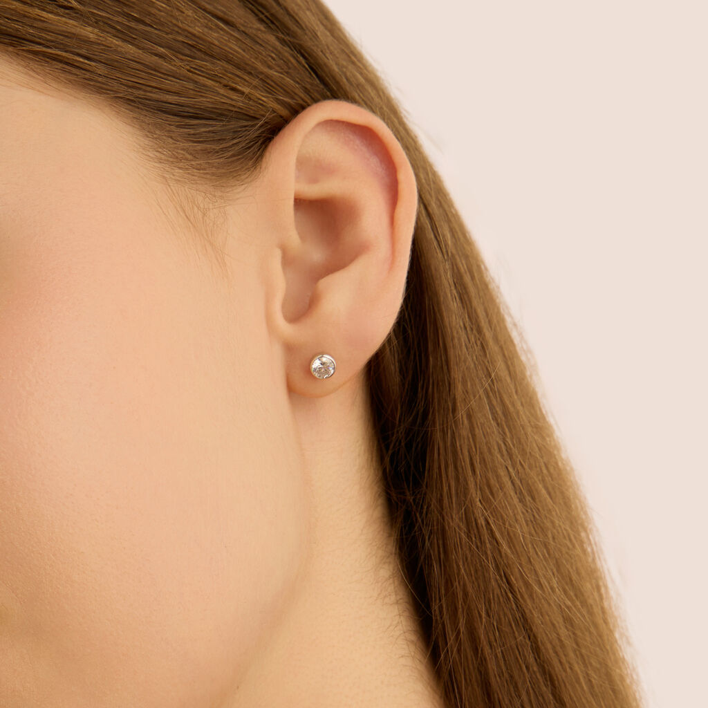Orecchini Lobo Punto Luce Bon Ton Oro Bianco Cubic Zirconia - Orecchini a Lobo Donna | Stroili