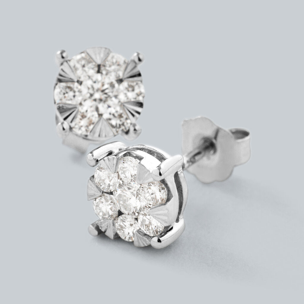 Orecchini Lobo Punto Luce Petali Oro Bianco Diamante - Orecchini a Lobo Donna | Stroili