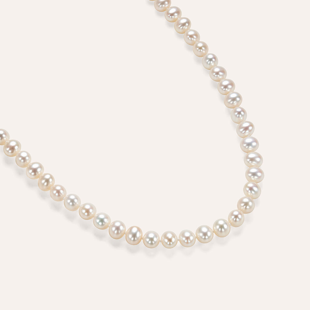 Collana Gabrielle Oro Bianco Perla D'Acqua Dolce