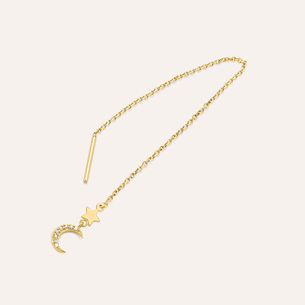Mono Orecchino Pendente Saliscendi Beverly Oro Giallo Cubic Zirconia