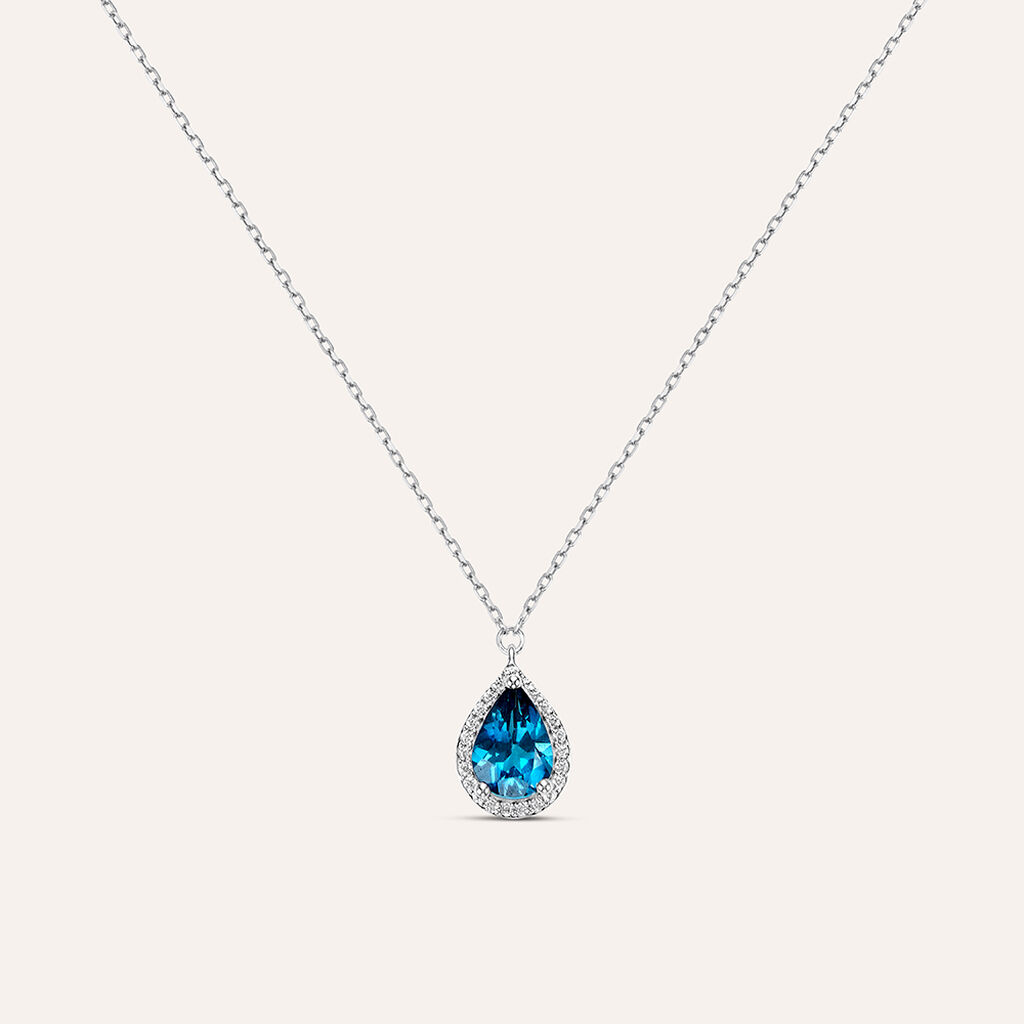 Collana Punto Luce Am&eacute;lie Oro Bianco Topazio Cubic Zirconia