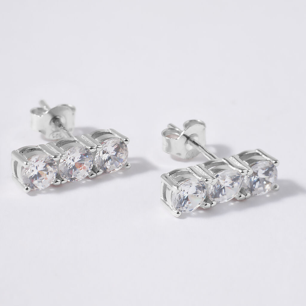 Orecchini Lobo Trilogy Silver Elegance Argento Rodiato Cubic Zirconia - Orecchini a Lobo Donna | Stroili