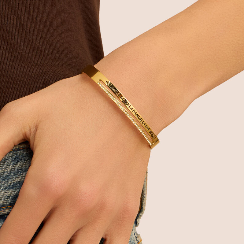 Bangle Radiance Acciaio Dorato Cristallo - Bracciali Rigidi Donna | Stroili