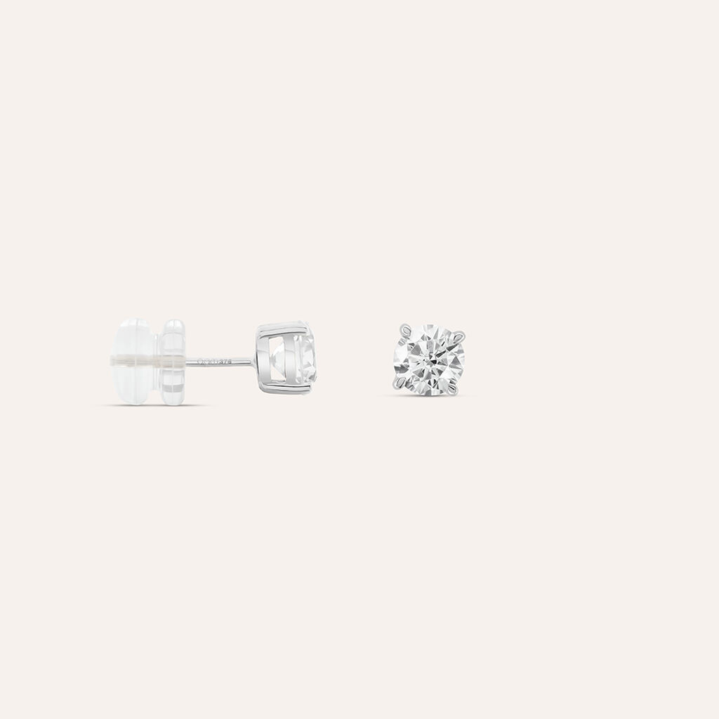 Orecchini Lobo Punto Luce Claire Oro Bianco Cubic Zirconia - Orecchini a Lobo Donna | Stroili