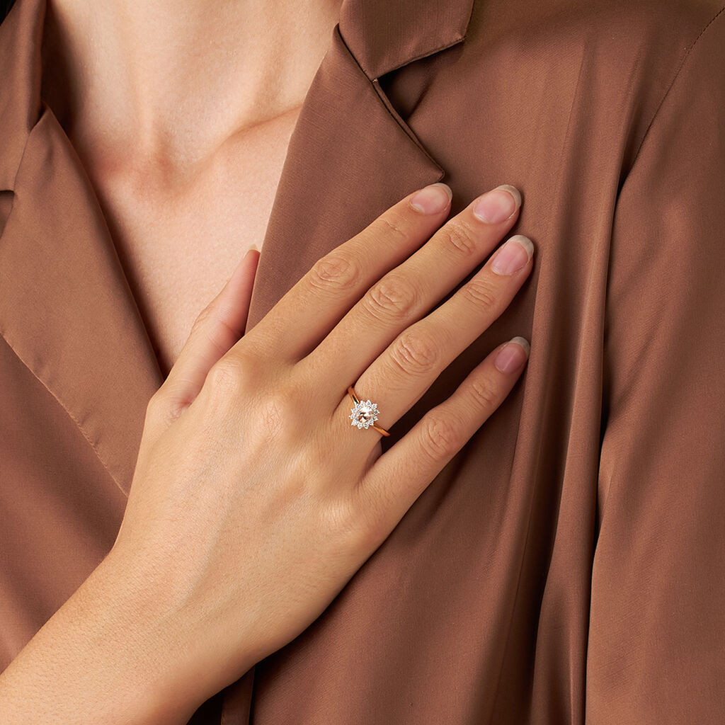 Anello Solitario Jasmine Oro Rosa Morganite Diamante - Anelli con Pietre Donna | Stroili