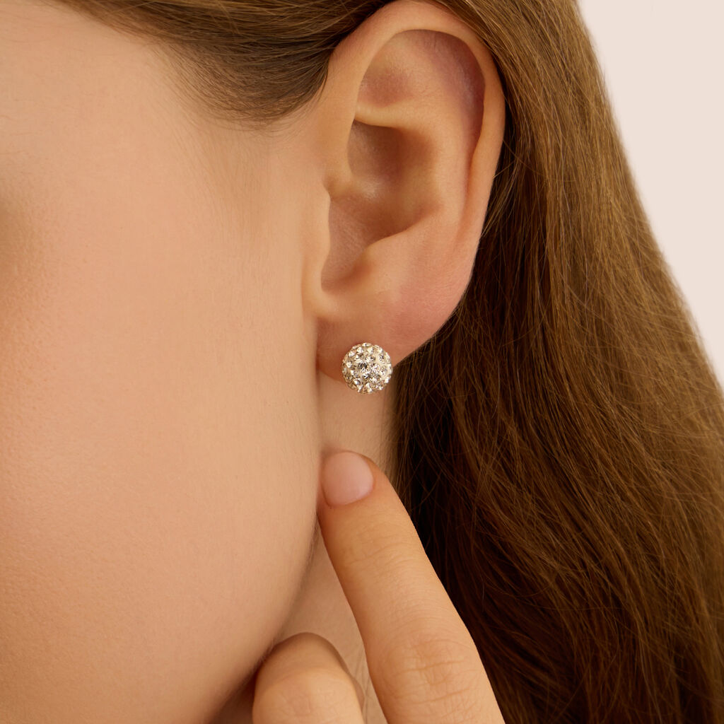 Orecchini Lobo Christelle Oro Bianco Cristallo