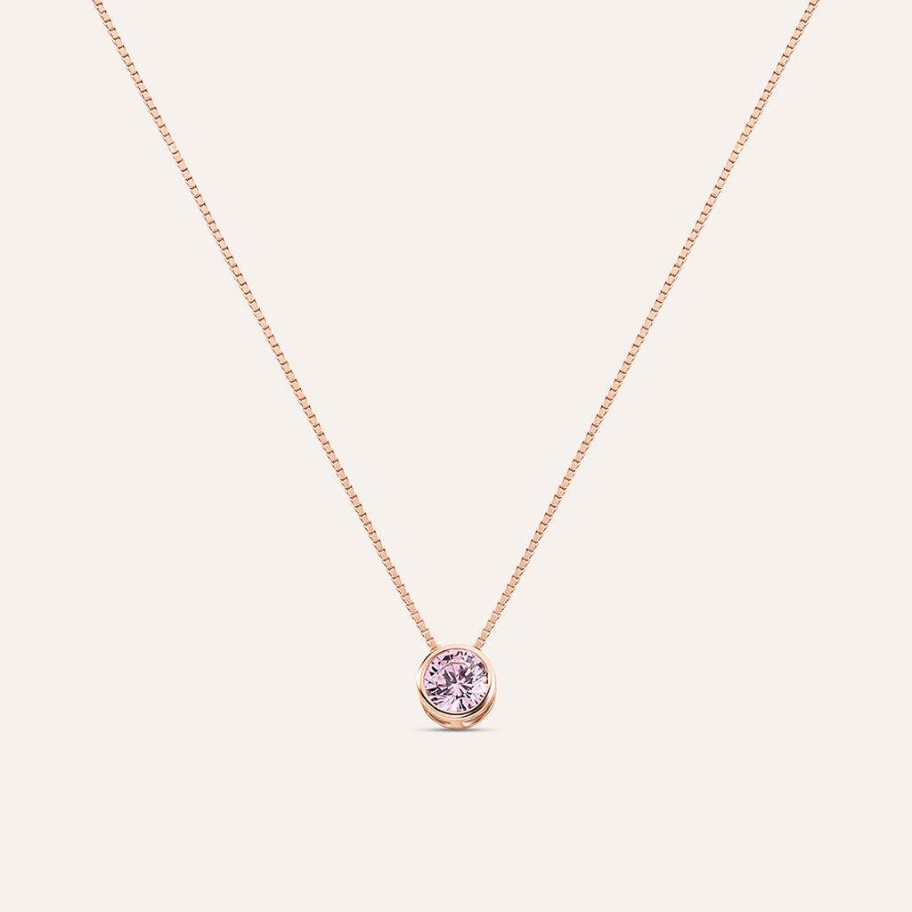 Collana Punto Luce Silver Rainbow Argento Rosa Cubic Zirconia