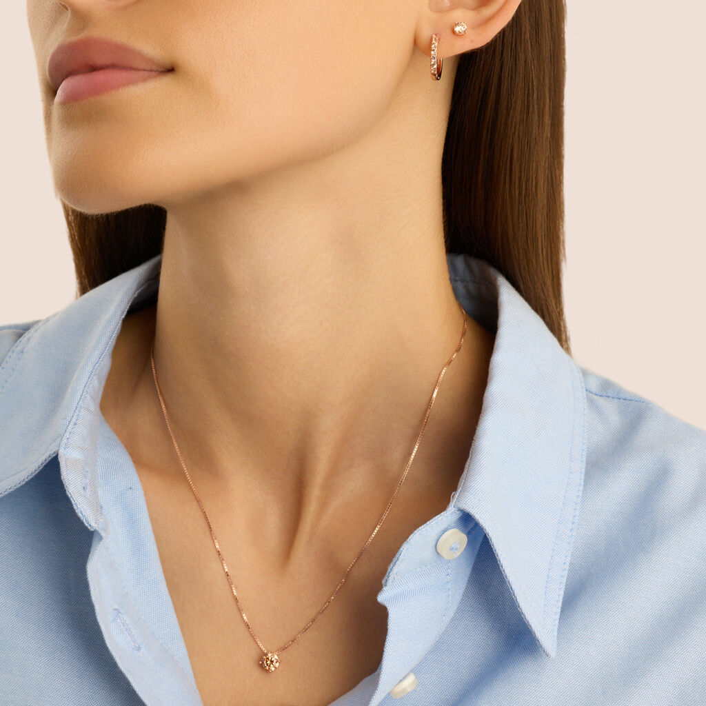 Orecchini A Cerchio Silver Rainbow Argento Rosa Cubic Zirconia